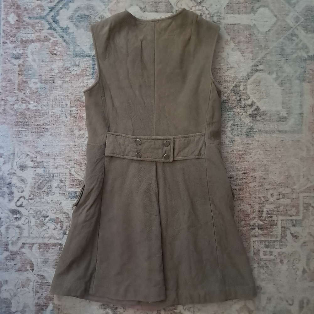 Handmade Suede Mod Button-Up Mini-Dress - Picture 2 of 14